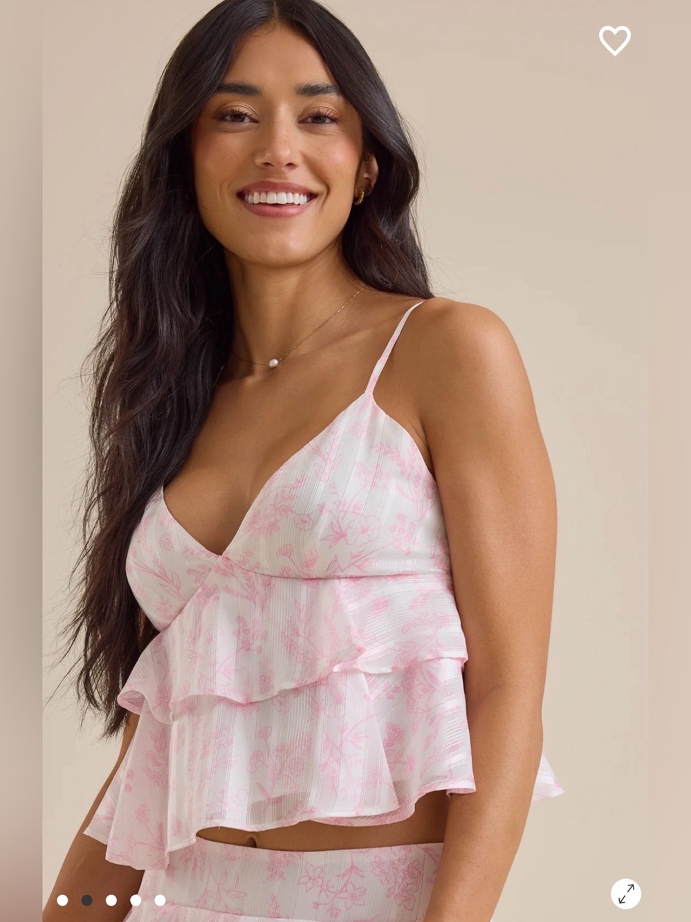 Altar'd State Pink Floral Ruffle Cami